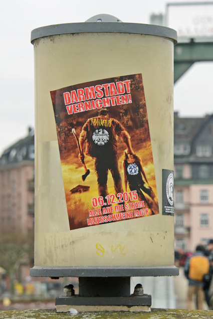Hetzplakat gegen die Darmstädter Lilien in Frankfurt am Eisernen Steg