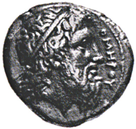 Homer auf einer Mnze der Kykladeninsel Ios, 4. Jahrhundert v. Chr.