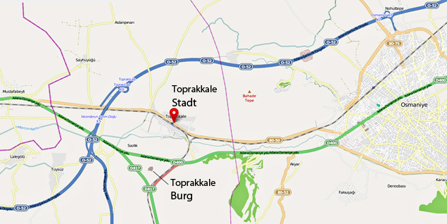 Übersichtsplan im Raum Toprakkale / Osmaniye auf OpenStreetMap-Basis