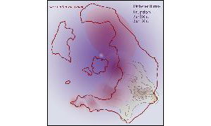 07.-08. Den Abschluss des ersten vulkanischen Zyklus mit den bislang angesprochenen Vulkanen bildeten zwei gewaltige explosive Eruptionen ungefähr im Abstand von 20.000 Jahren, die womöglich noch stärker waren als die historisch letzte große, die minoische Eruption. Ihre Zentren lagen nördlich der heutigen Kameni-Inseln. Ihre Ablagerungen sind als ca. 30 m mächtige weiße Tuffschicht von Kap Akrotiri im Südwesten bis zum Skaros-Felsen nördlich des Hauptortes Fira zu verfolgen. Sie bilden einen weiträumig in der Ägäis zu findenden ‚Leithorizont‘. Im Hinblick auf zwei weitere im nachfolgenden zweiten vulkanischen Zyklus folgende Bimsablagerungen (mittlerer Bims und schließlich minoischer Bims) wurde diese Schicht „unterer Bims“ genannt und in B<sub>u1</sub> und B<sub>u2</sub> unterschieden, die jeweils durch Ignimbrit- bzw. Aschestromablagerungen beendet wurden.
