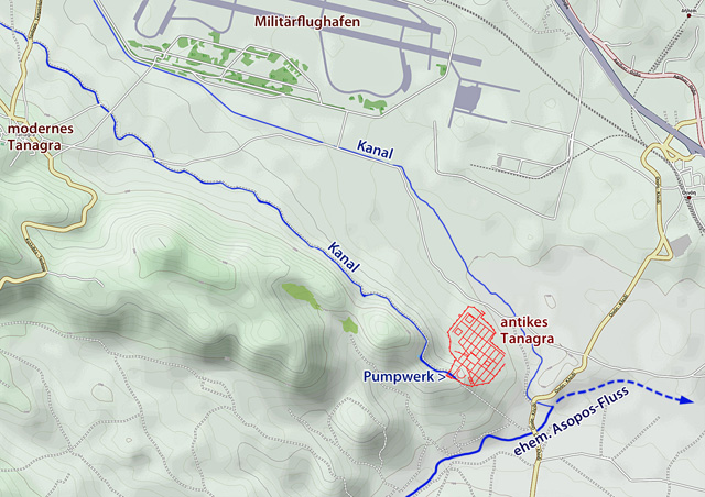 Lokalisierung des historischen Tanagra auf OpenStreetMap-Karte
