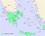 Der von Kreta aus dominierte minoische' Einflussbereich in der mittleren Bronzezeit (2.200 bis 1.400).