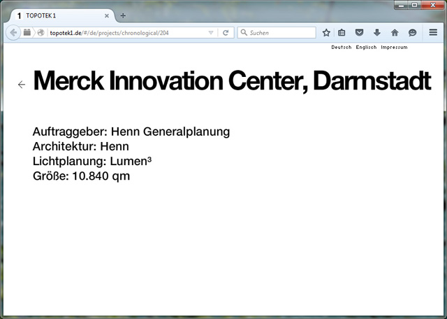 TOPOTEK 1-Website zum Merck Innovation Center nach Entfernung aller Inhalte