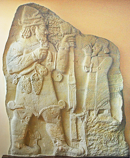 Kalksteinrelief aus Ivriz, 8. Jh., der König Warpalas und sein Gott Tarhunza
