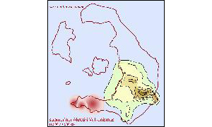 01. Der erste Vulkanismus fand im Bereich der heutigen Akrotiri-Halbinsel aus mehreren untermeerischen Eruptionszentren statt. Darauf deuten allerlei marine Sedimente oder Kieselschwämme hin, die die vulkanischen Gesteine überlagern, aber auch Kissenlaven (Pillowlaven) die nur untermeerisch entstehen. Unter dem Druck der Magmakammer in der Erdkruste hob sich dieser Teil allmählich und bildete wahrscheinlich eine zweite Insel neben dem Kalkmassiv.