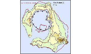 23. Mit der Kap Riva Eruption war die unterliegende Magma-Kammer wieder einmal so sehr entleert, dass ihre durch die mächtigen Therasia- und Skaros-Vulkane beschwerte Decke einbrach und beide Vulkanbauten bis an ihre heutigen Calderenränder in der entleerten Magmakammer versanken. Man stellt sich die Konturen dieser Caldera ähnlich vor wie die der 2. Calderenbildung nach der mittleren Bims-Eruption.