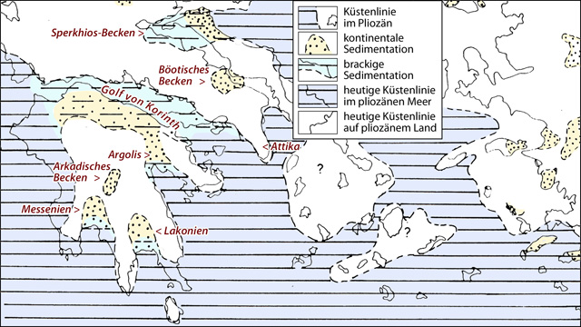 Paläogeografie Griechenlands im Pliozän