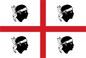 die sardische Flagge mit vier Mohrenköpfen